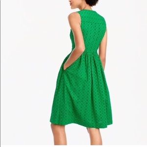 JCREW Eyelet Shirtdress in Kelly Green